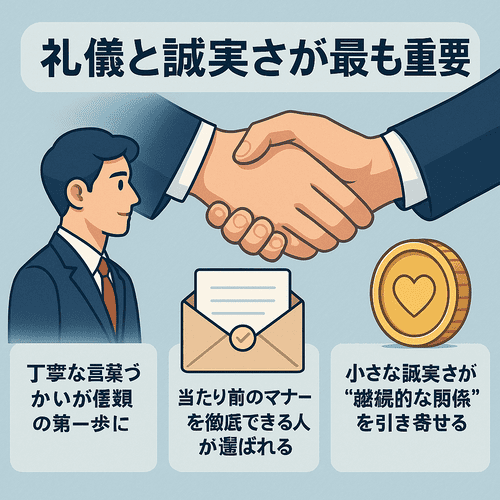 礼儀と誠実さが最も重要
