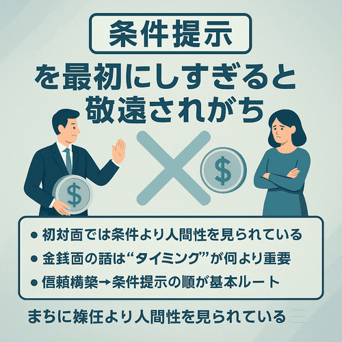 「条件提示」を最初にしすぎると敬遠されがち